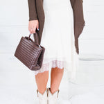 Martha Ivory + Lace Asymmetrical Slip Skirt Lucy Paris