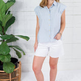 Martha Menswear Blue Stripe Top Karlie