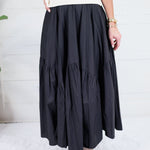 Marty Black Asymmetrical Tiered Maxi Skirt Pinch