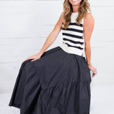 Marty Black Asymmetrical Tiered Maxi Skirt Pinch