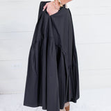 Marty Black Asymmetrical Tiered Maxi Skirt Pinch