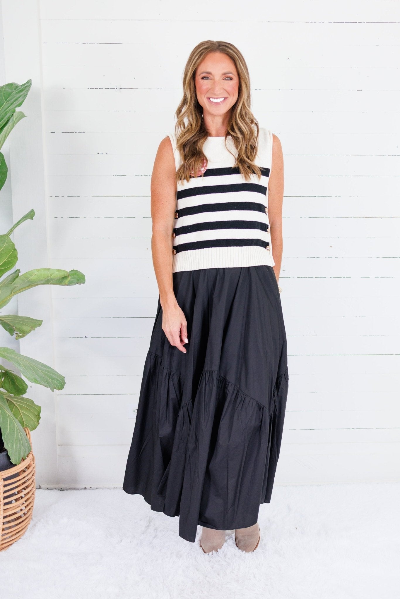 Marty Black Asymmetrical Tiered Maxi Skirt Pinch