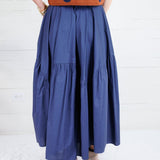Marty Deep Navy Asymmetrical Tiered Maxi Skirt Pinch
