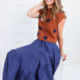 Marty Deep Navy Asymmetrical Tiered Maxi Skirt Pinch