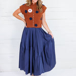 Marty Deep Navy Asymmetrical Tiered Maxi Skirt Pinch