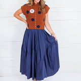 Marty Deep Navy Asymmetrical Tiered Maxi Skirt Pinch