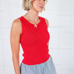Mateo Red Sleeveless Tank Sweater Molly Bracken