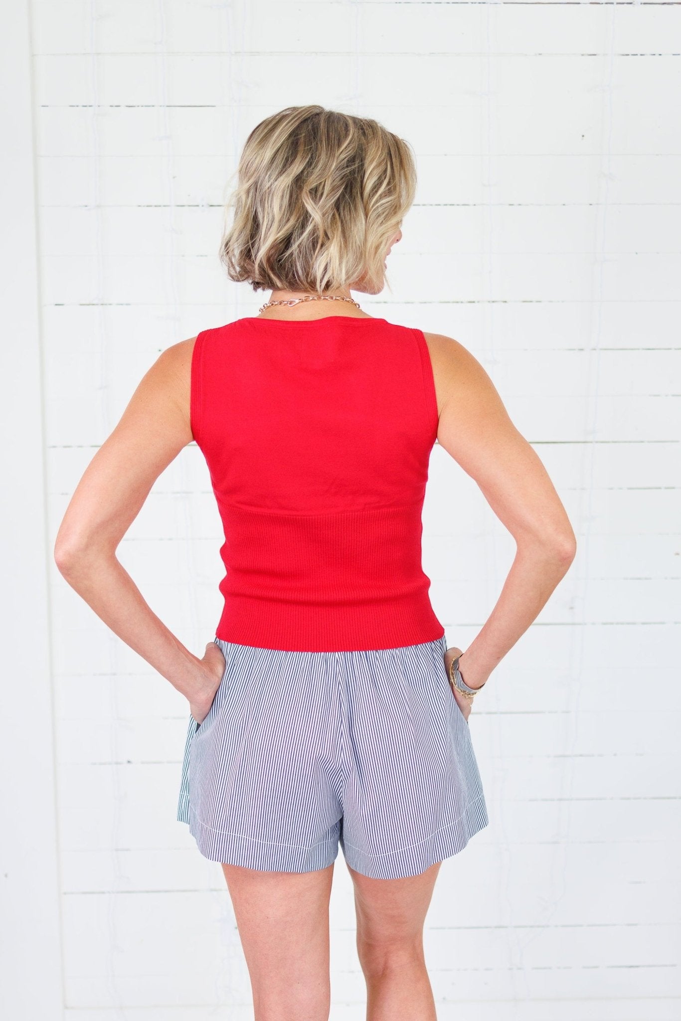 Mateo Red Sleeveless Tank Sweater Molly Bracken