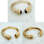 Matte Gold + Stone Hinged Bangle Bracelet - A3 Accessories - Jewelry - Clover + Bee