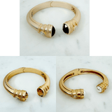 Matte Gold + Stone Hinged Bangle Bracelet - A3 Accessories - Jewelry - Clover + Bee