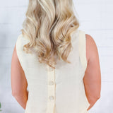 Maude Butter Yellow Button Back Top Blu Pepper