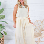 Maude Butter Yellow Button Back Top Blu Pepper
