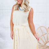 Maude Butter Yellow Button Back Top Blu Pepper
