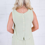 Maude Light Olive Button Back Top Blu Pepper