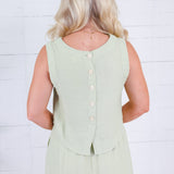 Maude Light Olive Button Back Top Blu Pepper