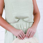 Maude Light Olive Button Back Top Blu Pepper