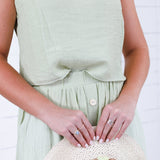 Maude Light Olive Button Back Top Blu Pepper