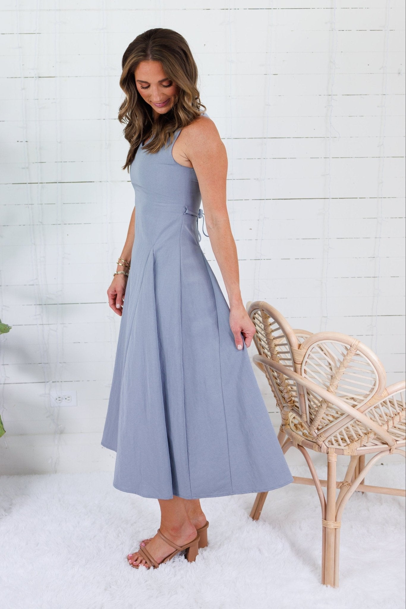 Maureen Stone Grey Midi Dress Elle Grey