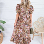 Mavalene Brown Floral Eyelet Maxi Dress