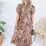 Mavalene Brown Floral Eyelet Maxi Dress