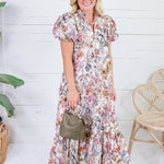 Mavalene Cream Floral Eyelet Maxi Dress