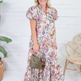 Mavalene Cream Floral Eyelet Maxi Dress