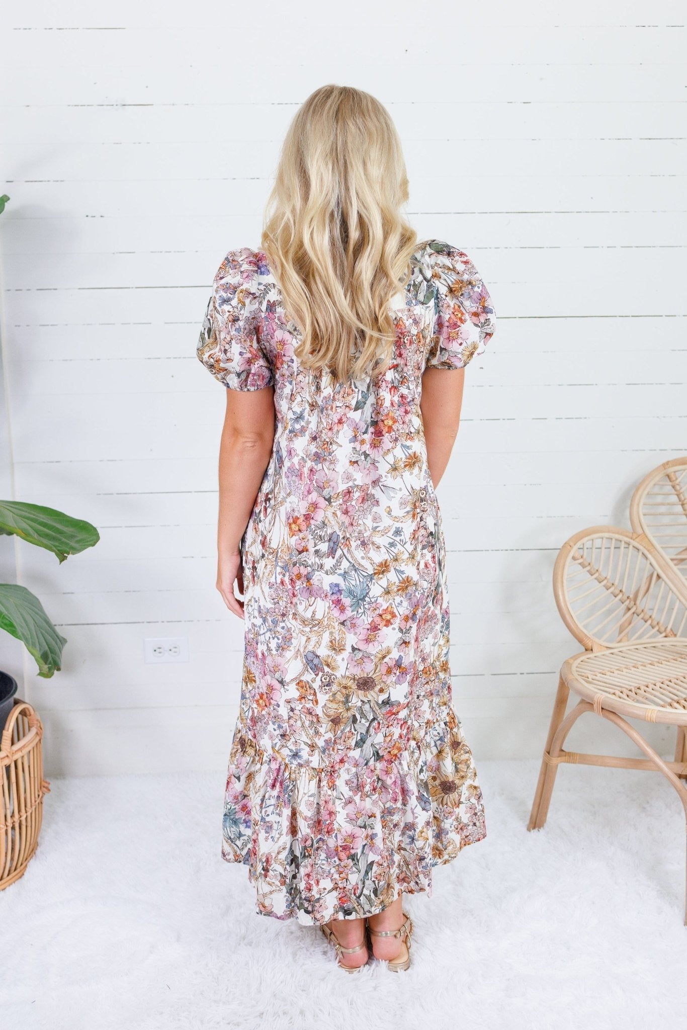 Mavalene Cream Floral Eyelet Maxi Dress