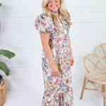 Mavalene Cream Floral Eyelet Maxi Dress