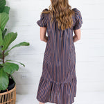Mavalene Ink + Cocoa Bean Stripe Maxi Dress Entro