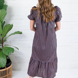 Mavalene Ink + Cocoa Bean Stripe Maxi Dress Entro