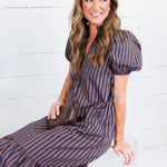 Mavalene Ink + Cocoa Bean Stripe Maxi Dress Entro