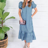 Mavalene Pine + Periwinkle Stripe Maxi Dress Entro