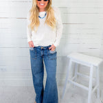 Maya Success Porkchop Pocket Wide Leg Jean KUT