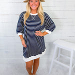 Mayhall Navy Blue Stripe Mini Dress Entro