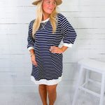 Mayhall Navy Blue Stripe Mini Dress Entro