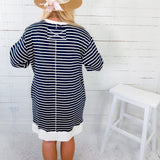 Mayhall Navy Blue Stripe Mini Dress Entro