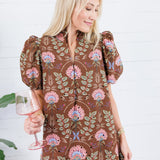 Maylene Cocoa Floral Bouquet Eyelet Maxi Dress Entro