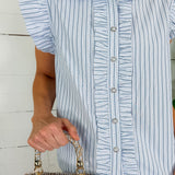 McKee White + Blue Pinstripe Top Jodifl 