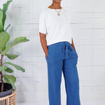 Meg Coastal Blue Linen Wide Leg Pant KUT