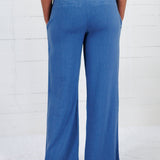 Meg Coastal Blue Linen Wide Leg Pant KUT