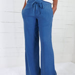Meg Coastal Blue Linen Wide Leg Pant KUT