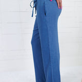 Meg Coastal Blue Linen Wide Leg Pant KUT