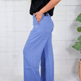 Meg Cornflower Linen Wide Leg Pants KUT