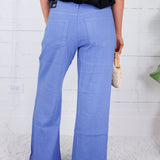 Meg Cornflower Linen Wide Leg Pants KUT