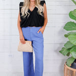 Meg Cornflower Linen Wide Leg Pants KUT