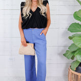 Meg Cornflower Linen Wide Leg Pants KUT