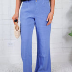 Meg Cornflower Linen Wide Leg Pants KUT