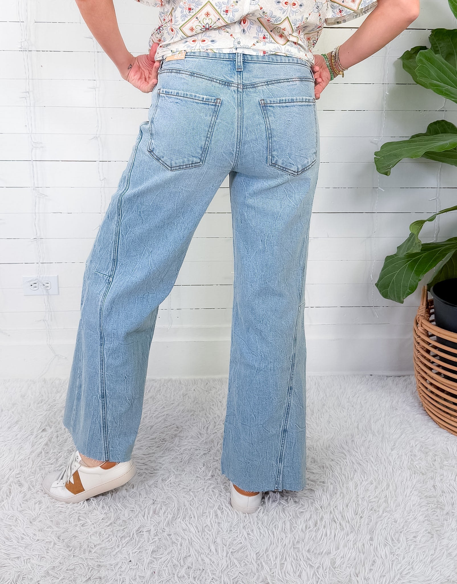Meg Imagination High Rise Wide Leg Side Panel Raw Hem Jean KUT