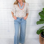 Meg Imagination High Rise Wide Leg Side Panel Raw Hem Jean KUT