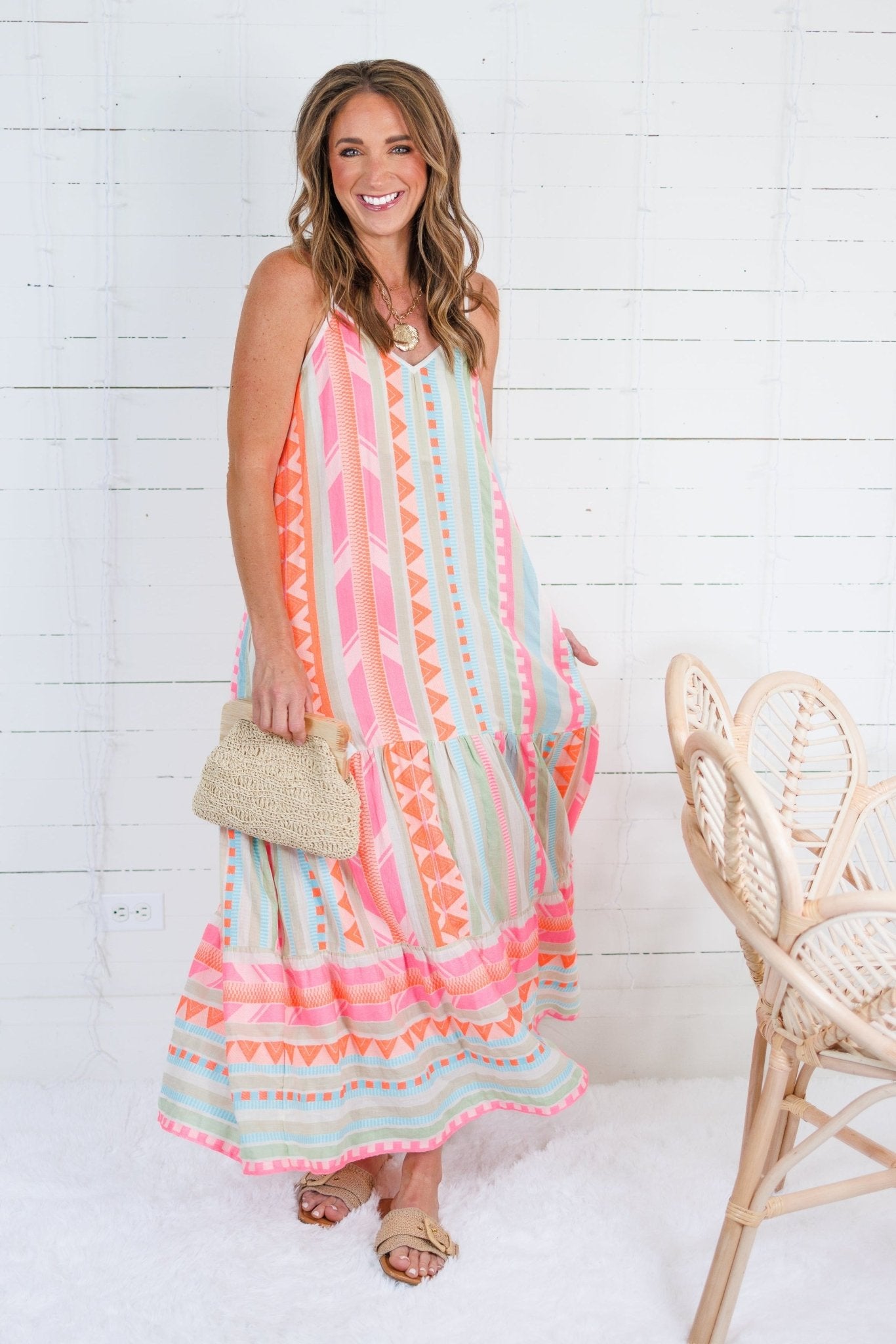 Michael Neon Aztec Maxi Dress Elan